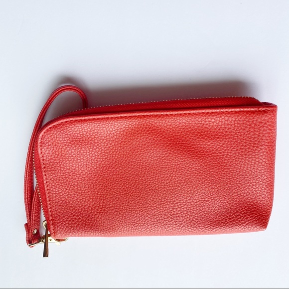 Banana Republic Charge It Red Orange Wristlet - Picture 2 of 6